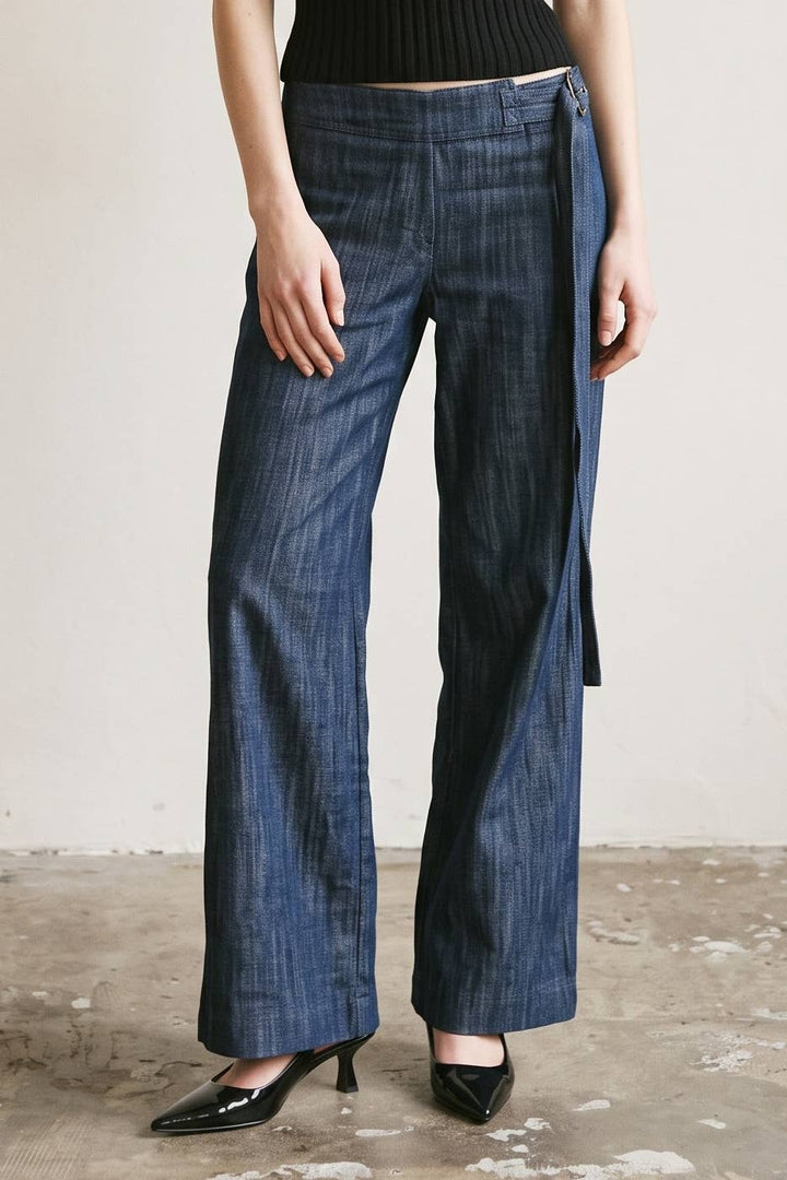 Wide Leg Denim w\ Belted Waist Strap
