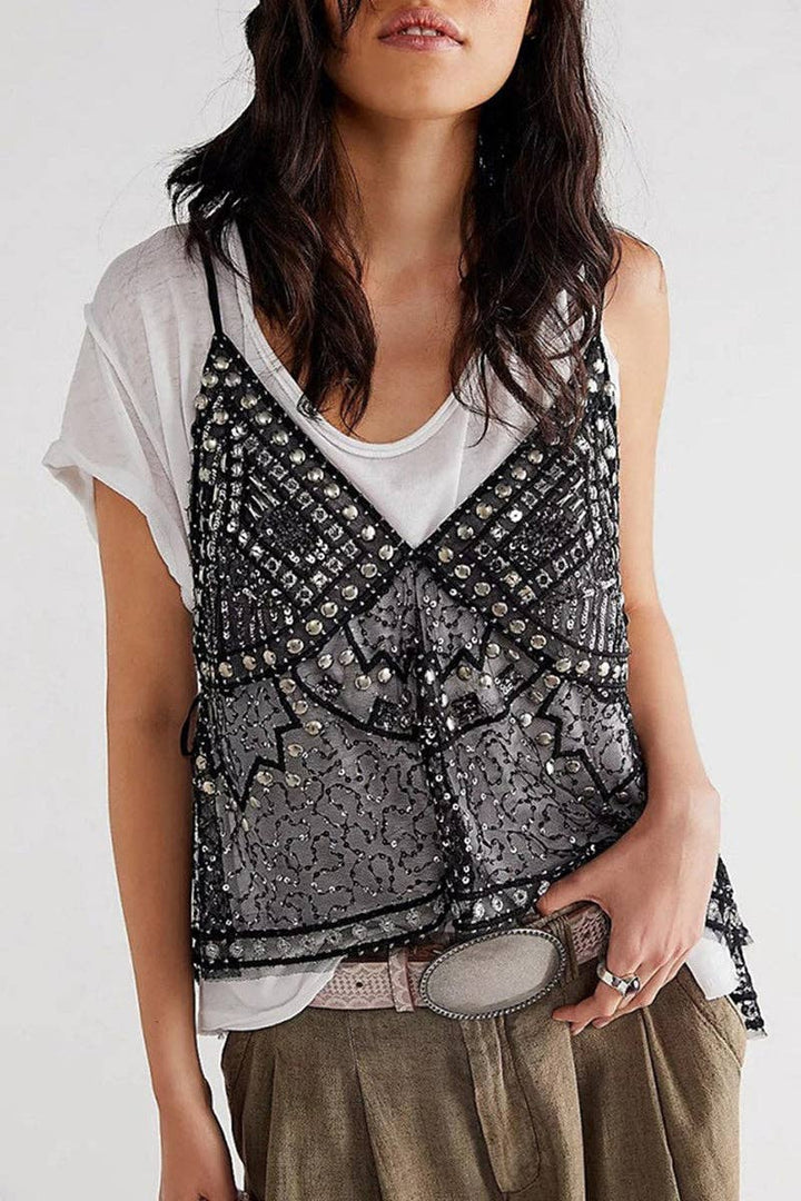 Sequin Embellished Camisole Top