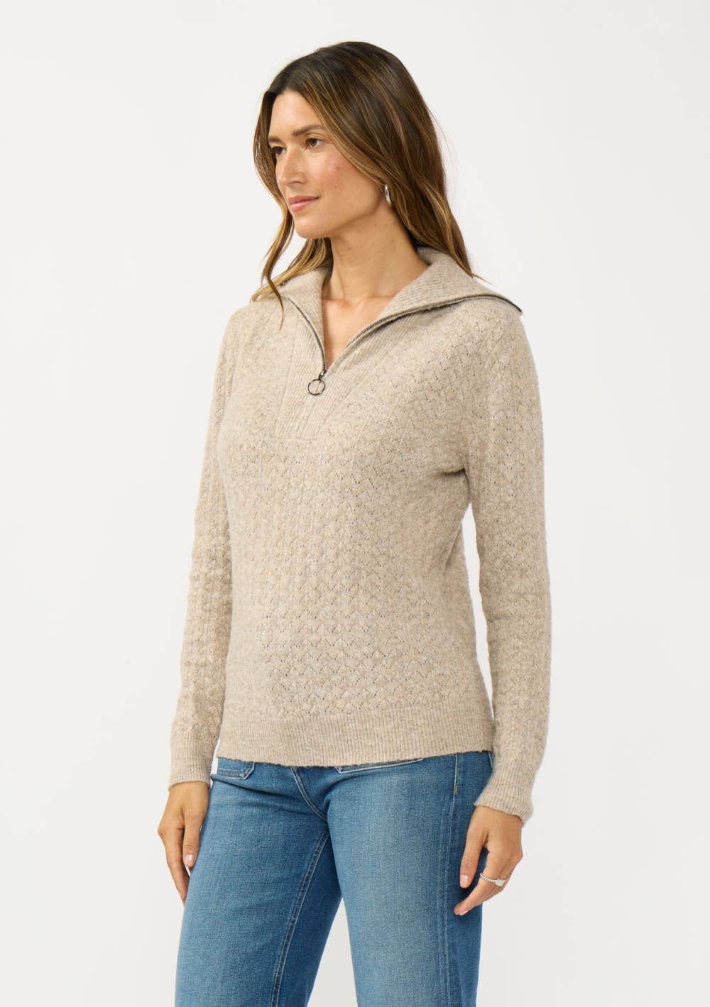 Pointelle Half Zip Pullover