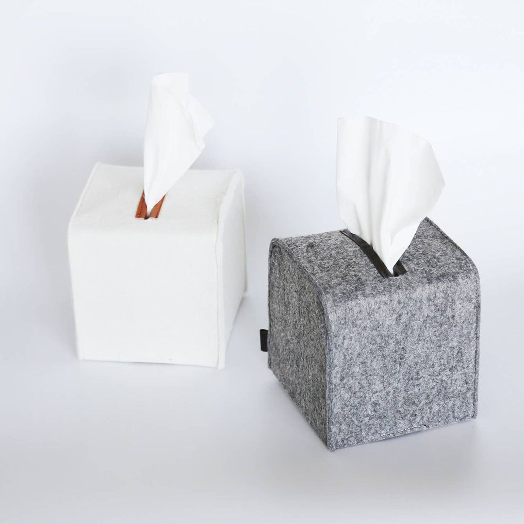 Felt Tissue Box Cover - Square: Grey / Square