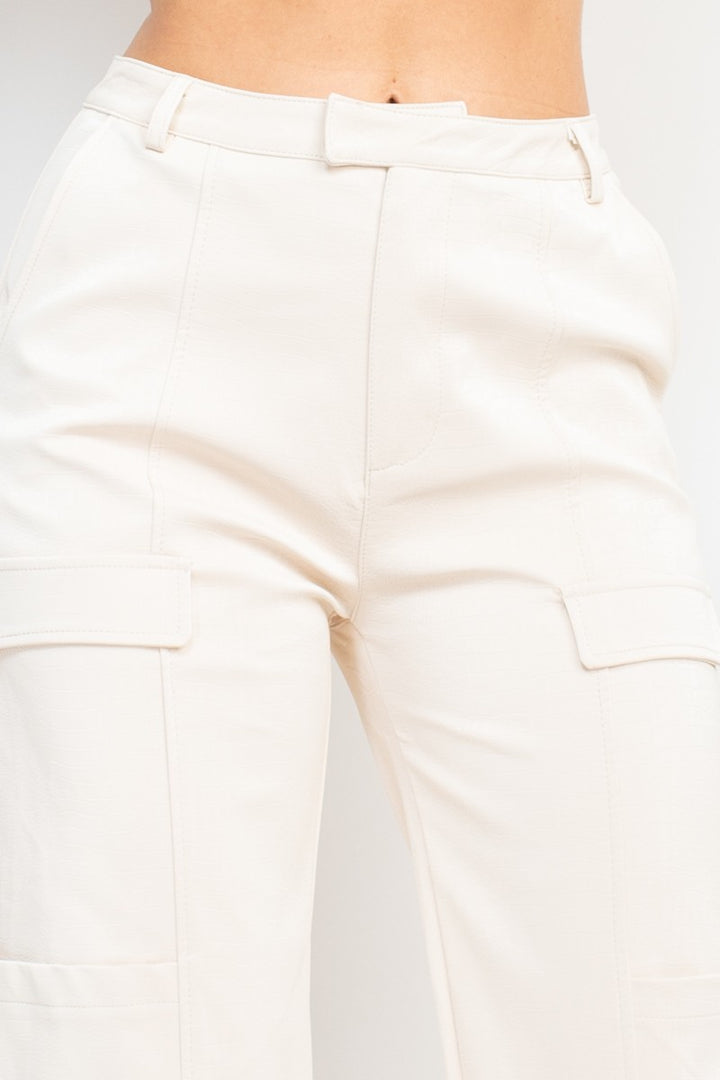 Faux Leather Croc Wide Leg Pants