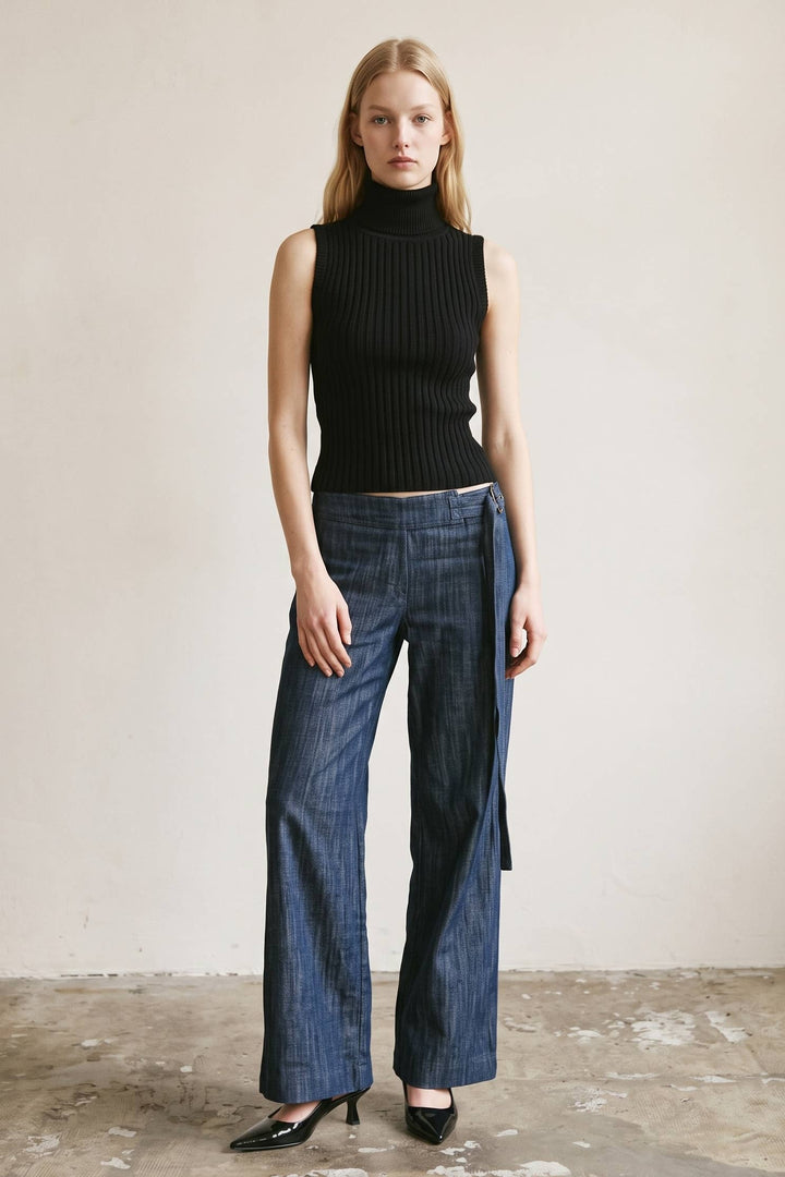 Wide Leg Denim w\ Belted Waist Strap
