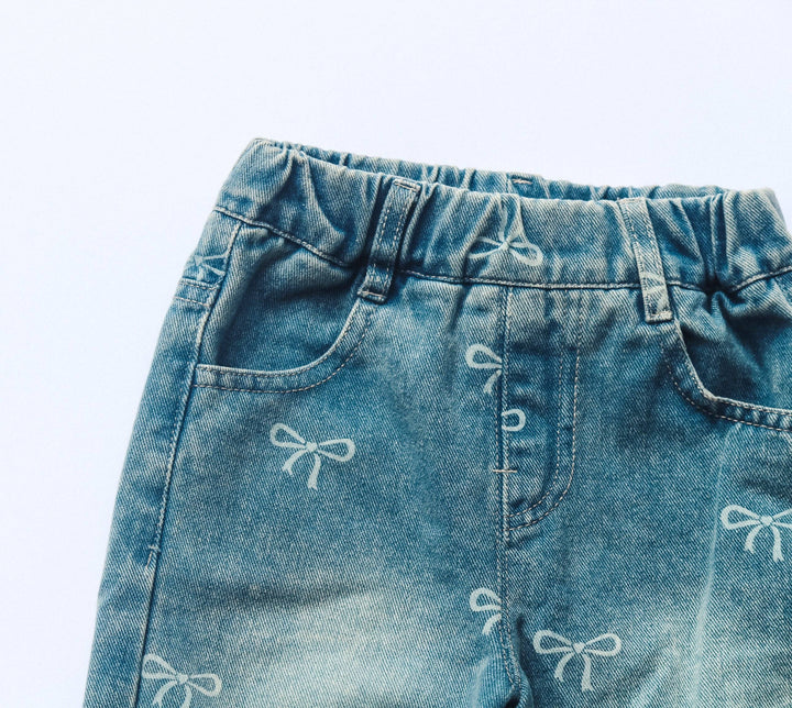 Straight Leg Bow Jeans