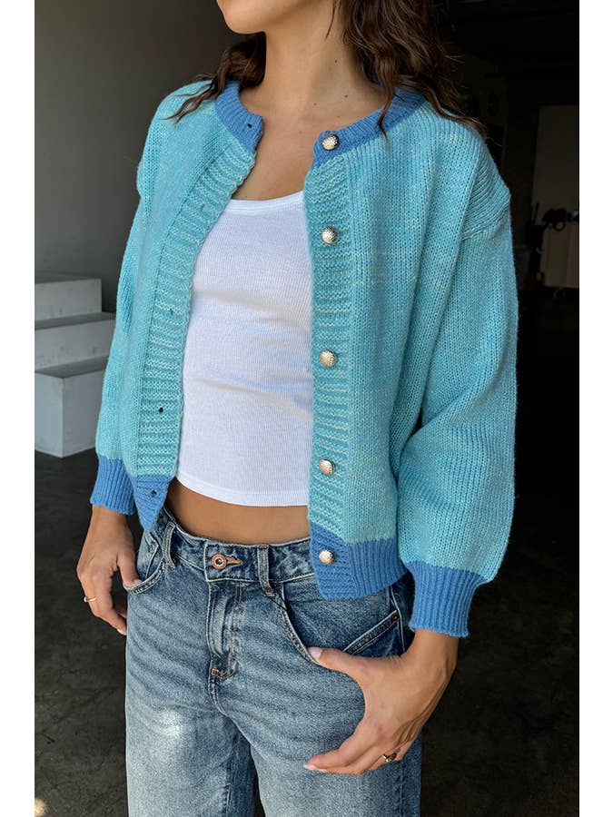 Color Block Knit Cardigan