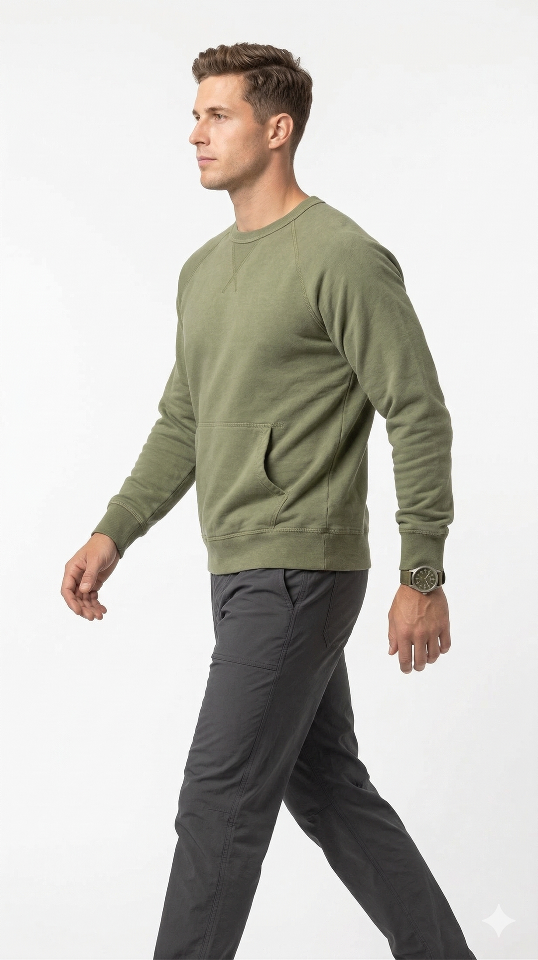 Essential Olive Raglan Sweatshirt