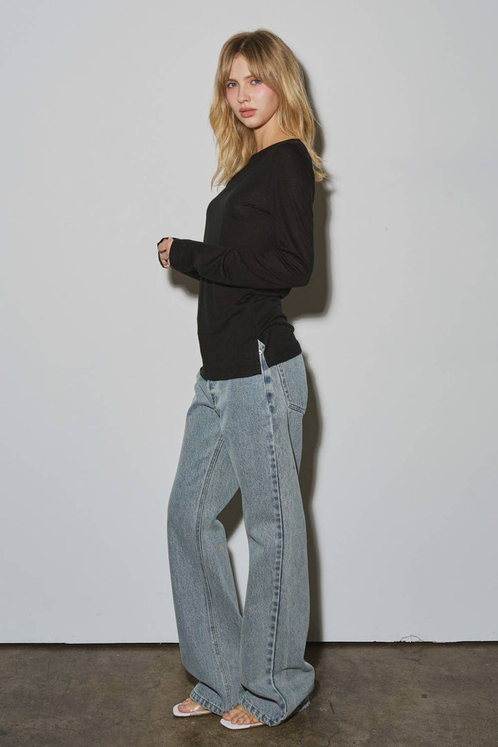 Knit Sheer Basic Top