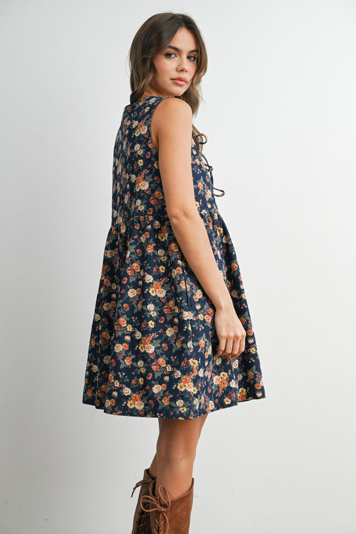 Floral Tie Front Babydoll Dress