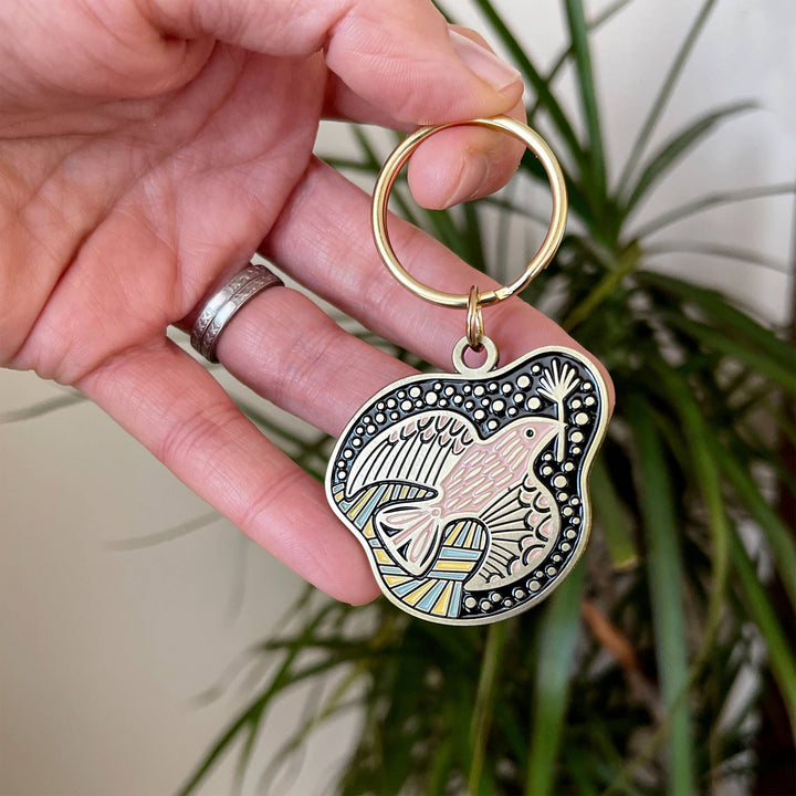 Folk Guide Bird Enamel Keychain