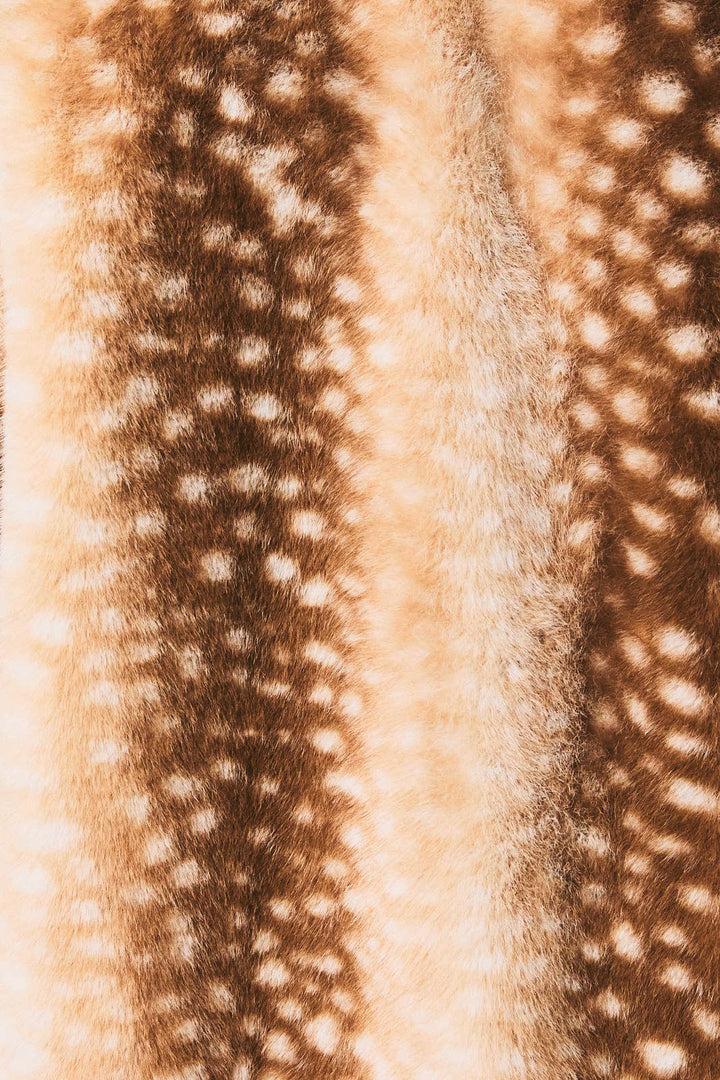 Faux Deer Print Zip Jacket