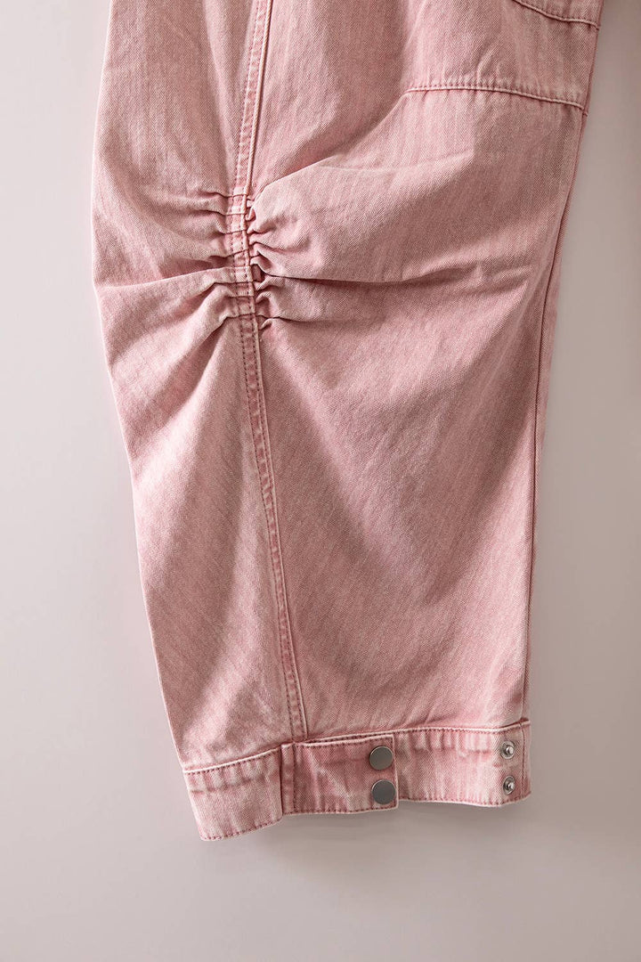 Washed Denim Barrel Pants