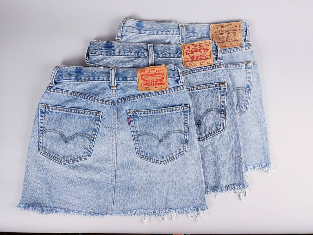 Mid-Rise Upcycled Denim Mini-Skirt