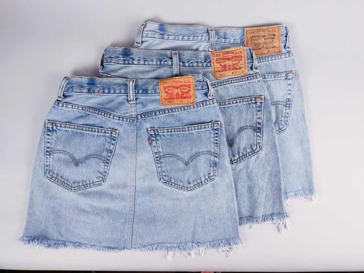 Mid-Rise Upcycled Denim Mini-Skirt