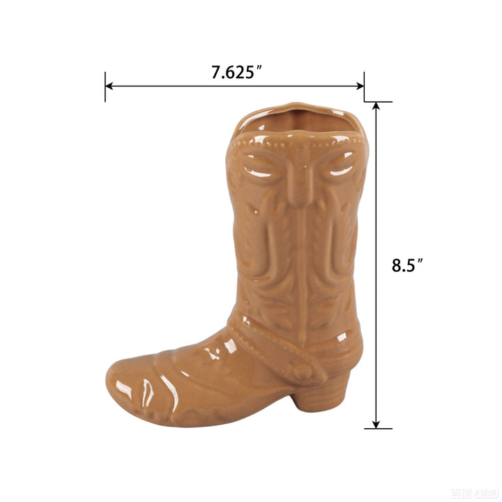 Ceramic Cowgirl Boot Vase