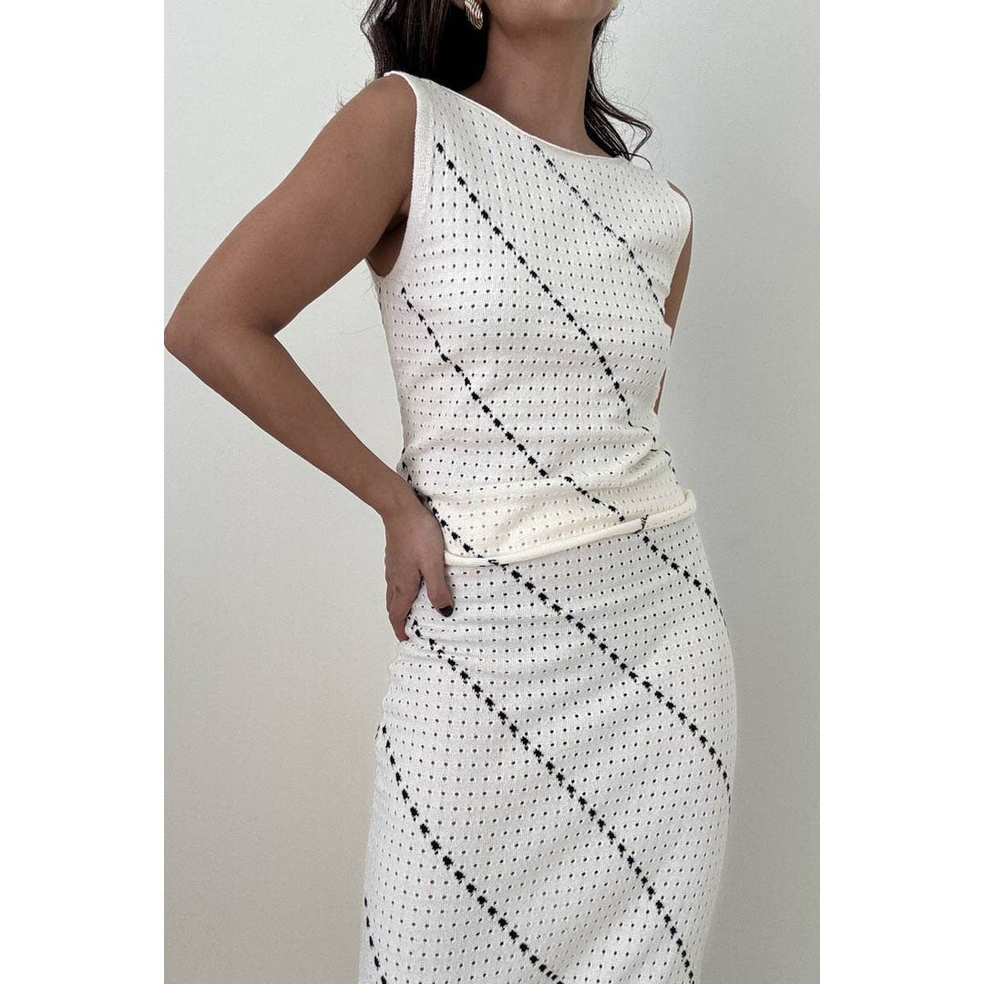 Crochet Knitted Top & Midi Skirt Set