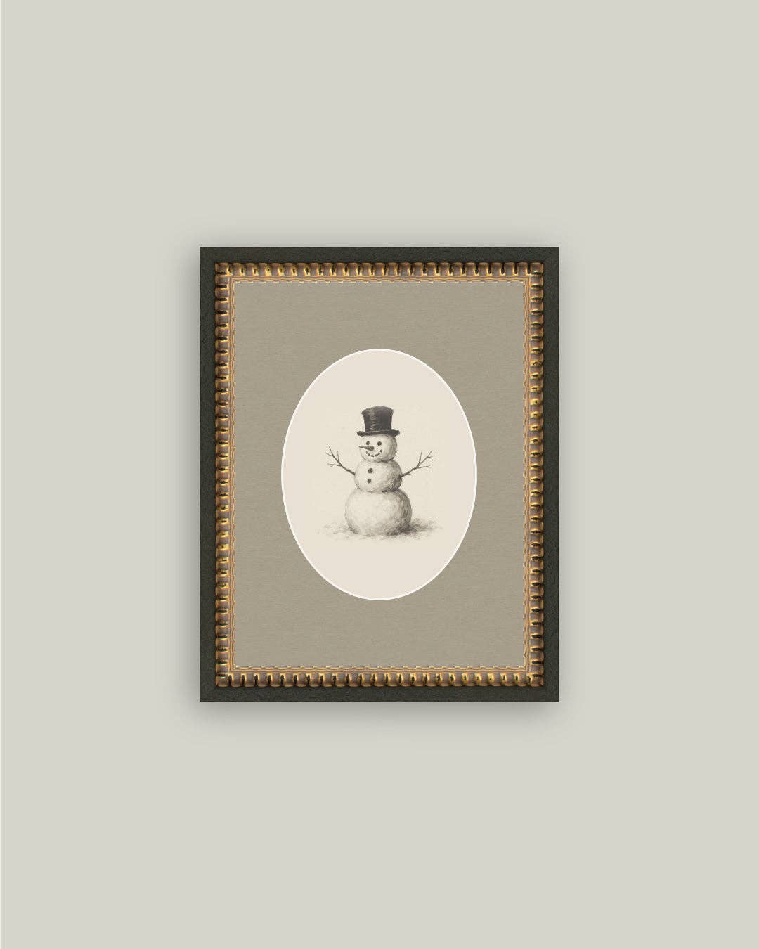 Oval Snowman Framed Antique