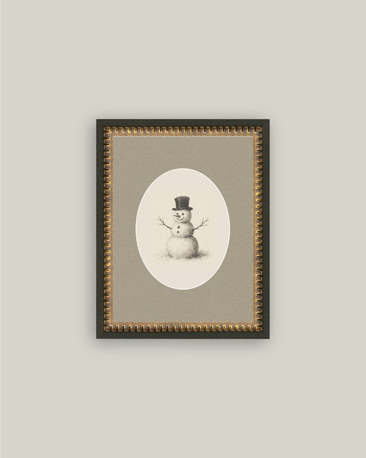 Oval Snowman Framed Antique