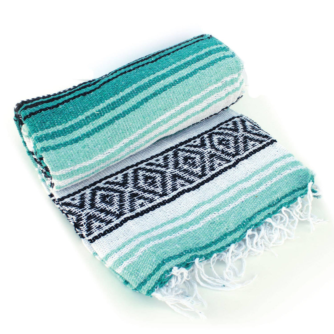Aqua & Teal Mexican Throw Blanket