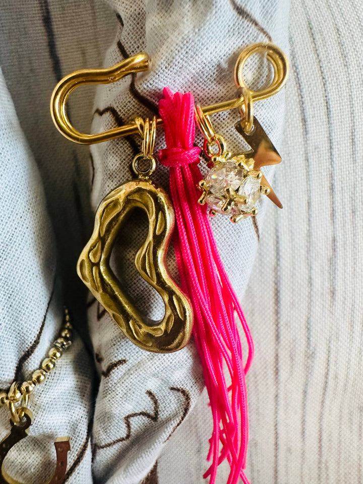 Pink & Gold Pin Bandana Charm/Hat Charm