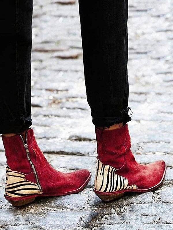 Zipper Low Heels Ankle Boots
