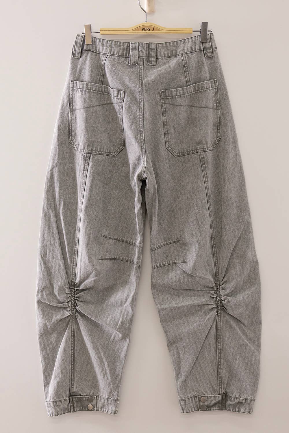 Washed Denim Barrel Pants