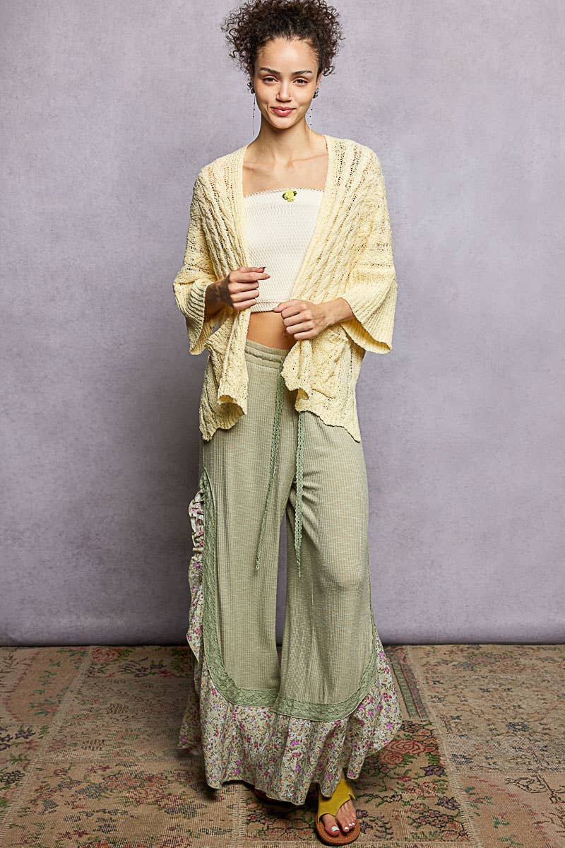 Short Sleeve Cable Sweater Cardigan