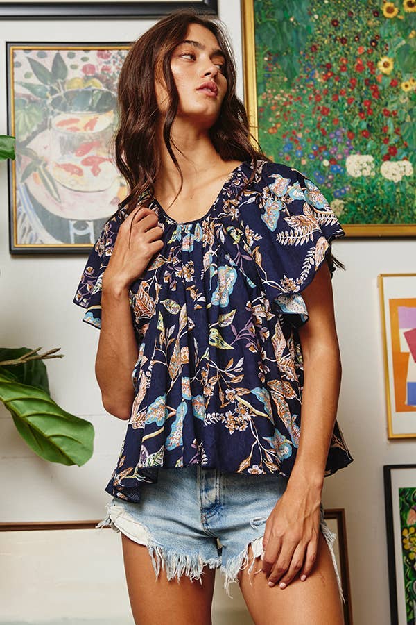 Open Back Pleated Woven Top