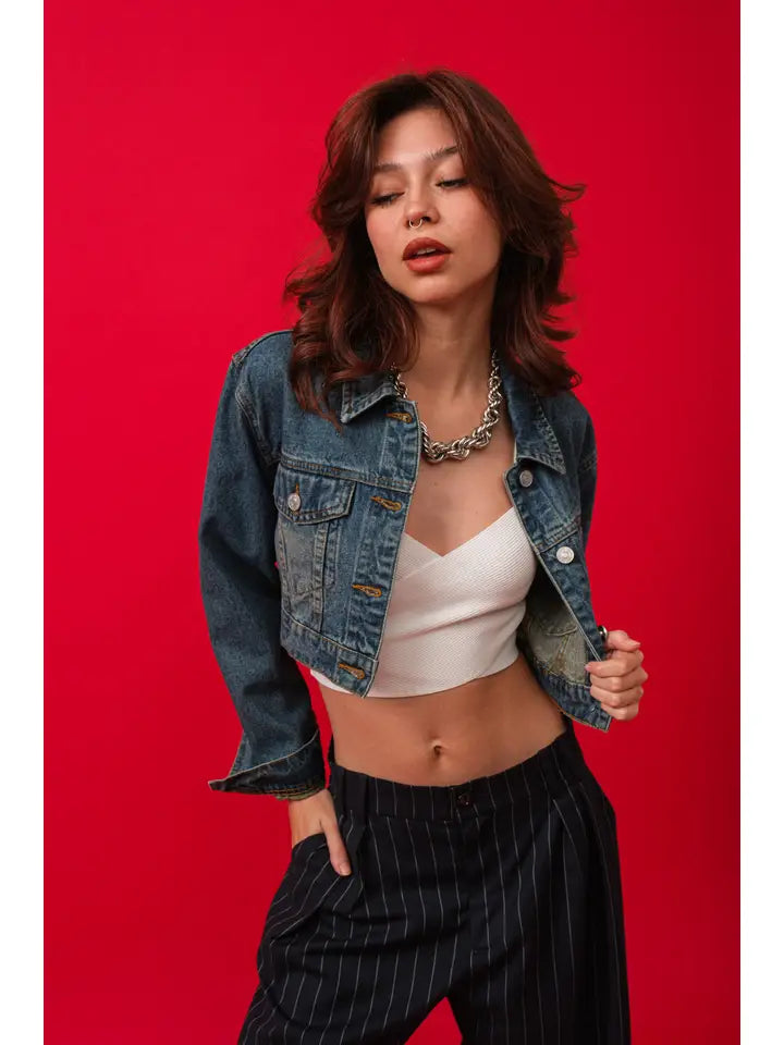 DENIM CROP JACKET