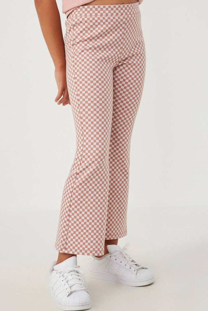 Girls Checkered Knit Straight Leg Pants