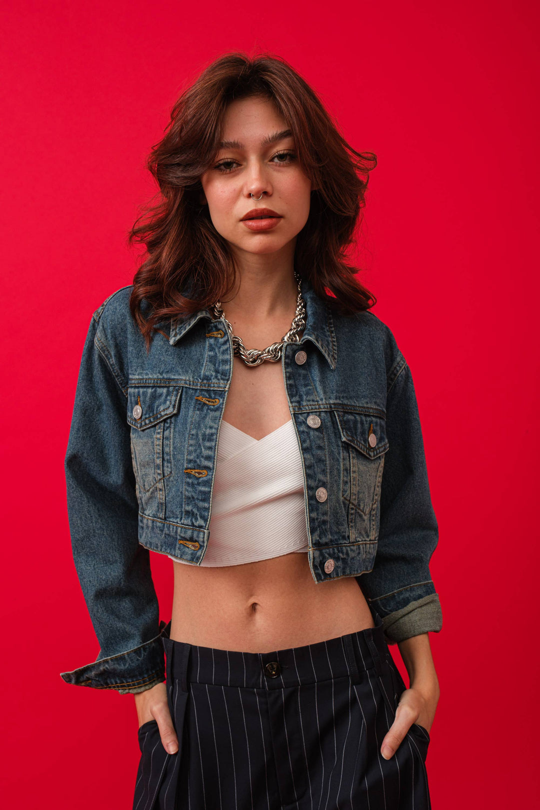 DENIM CROP JACKET