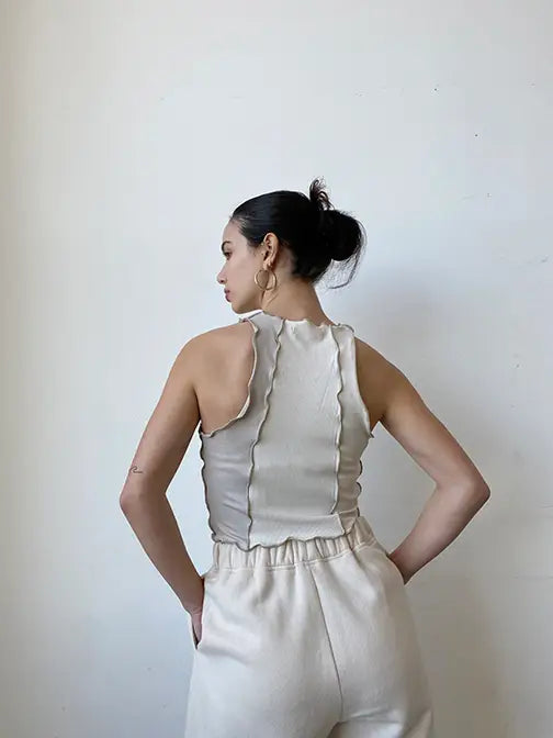 Contrast Lettuce Hem Ribbed Tank