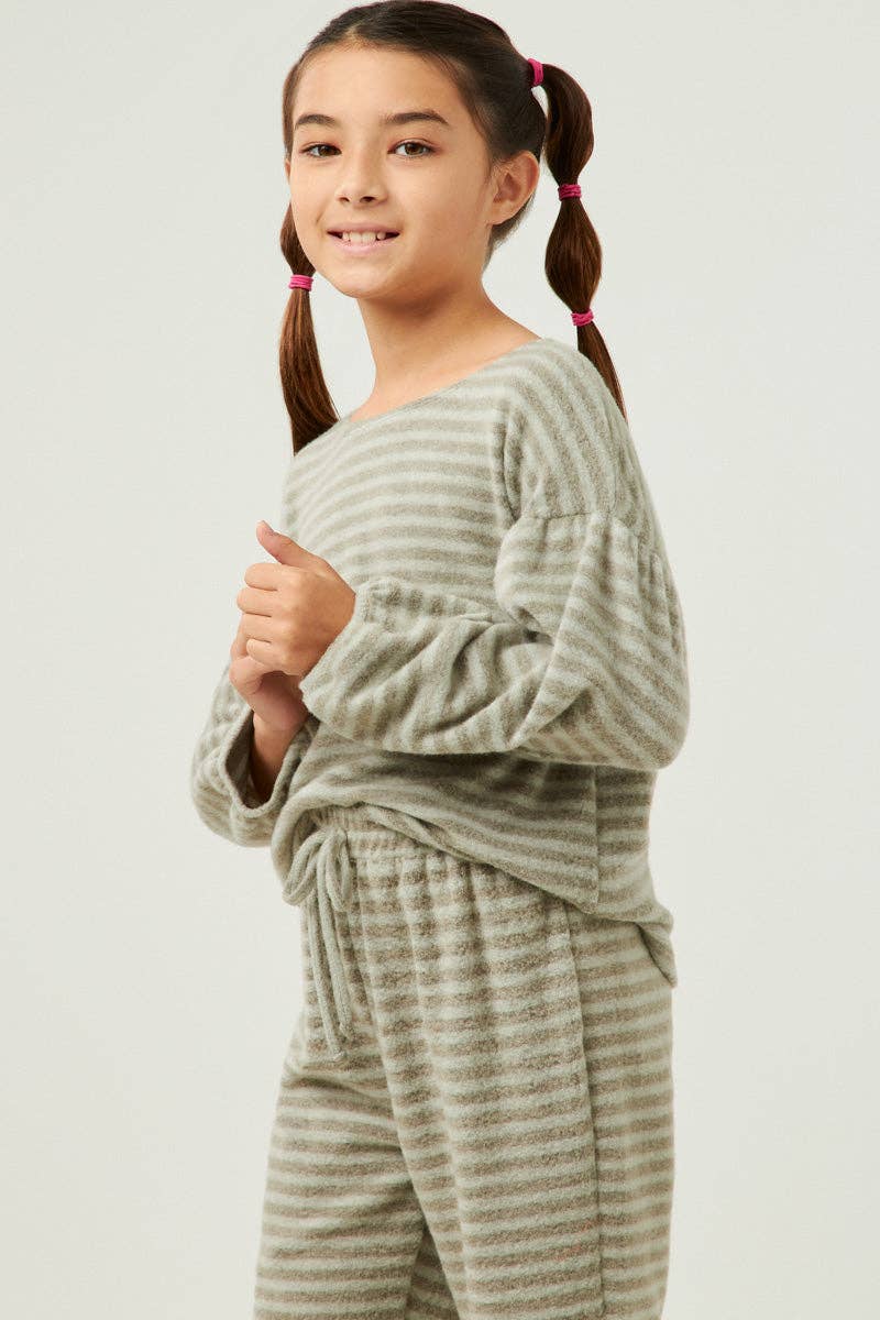 Girls Brushed Stripe Knit Top