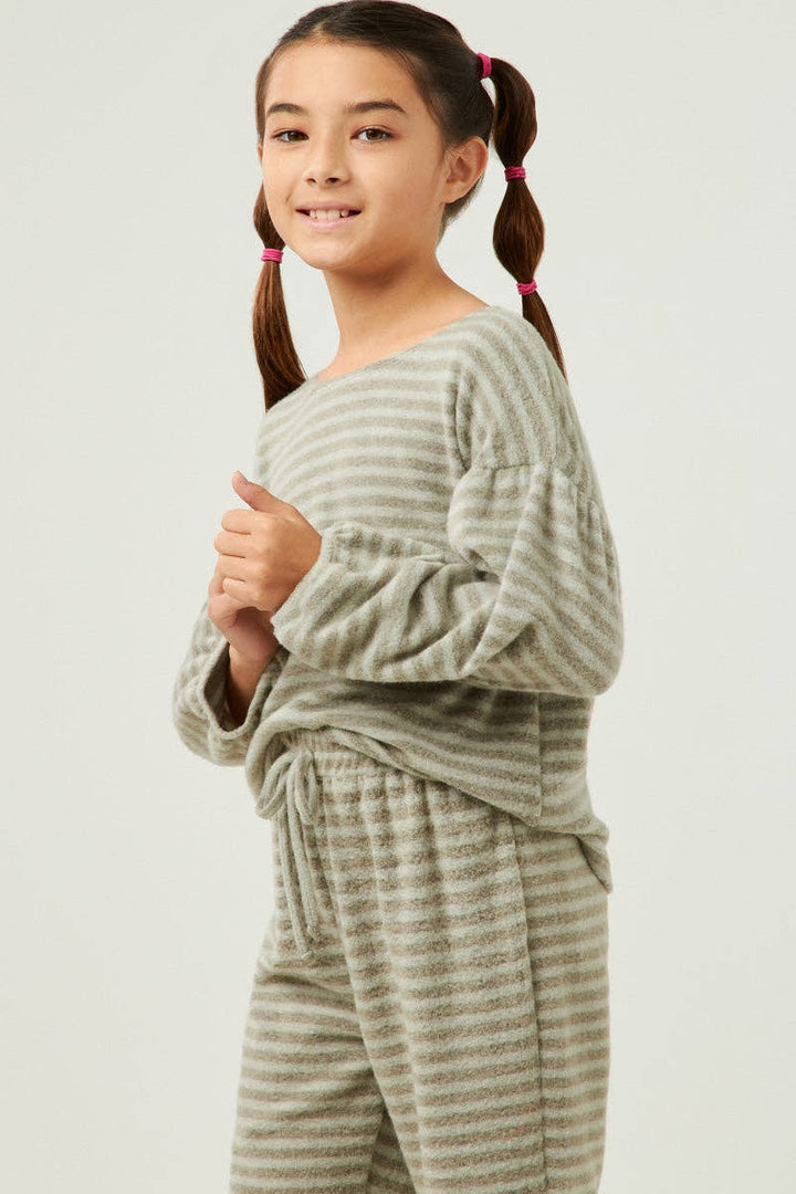 Girls Brushed Stripe Knit Top