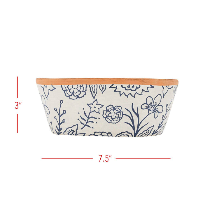 Marguerite Floral Suzani Terracotta Oval Planter