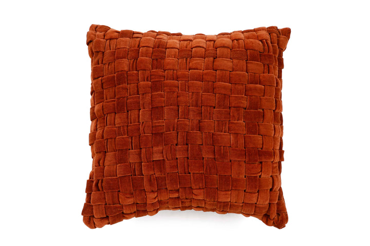Checked Hand Woven Velvet Square Cushion