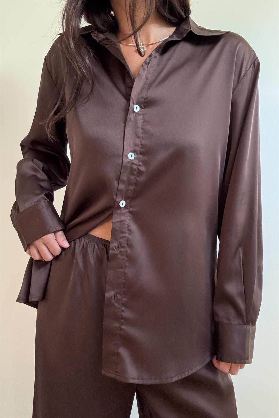 Satin Shirt & Pants Set