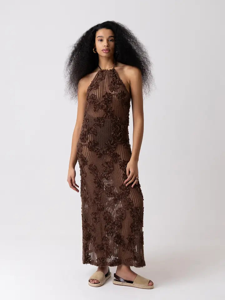 Cici Crochet Halter Maxi Dress