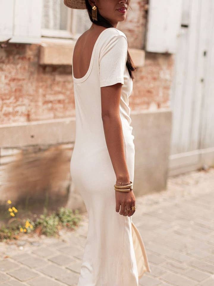 Ruched Button Front T-Shirt Dress