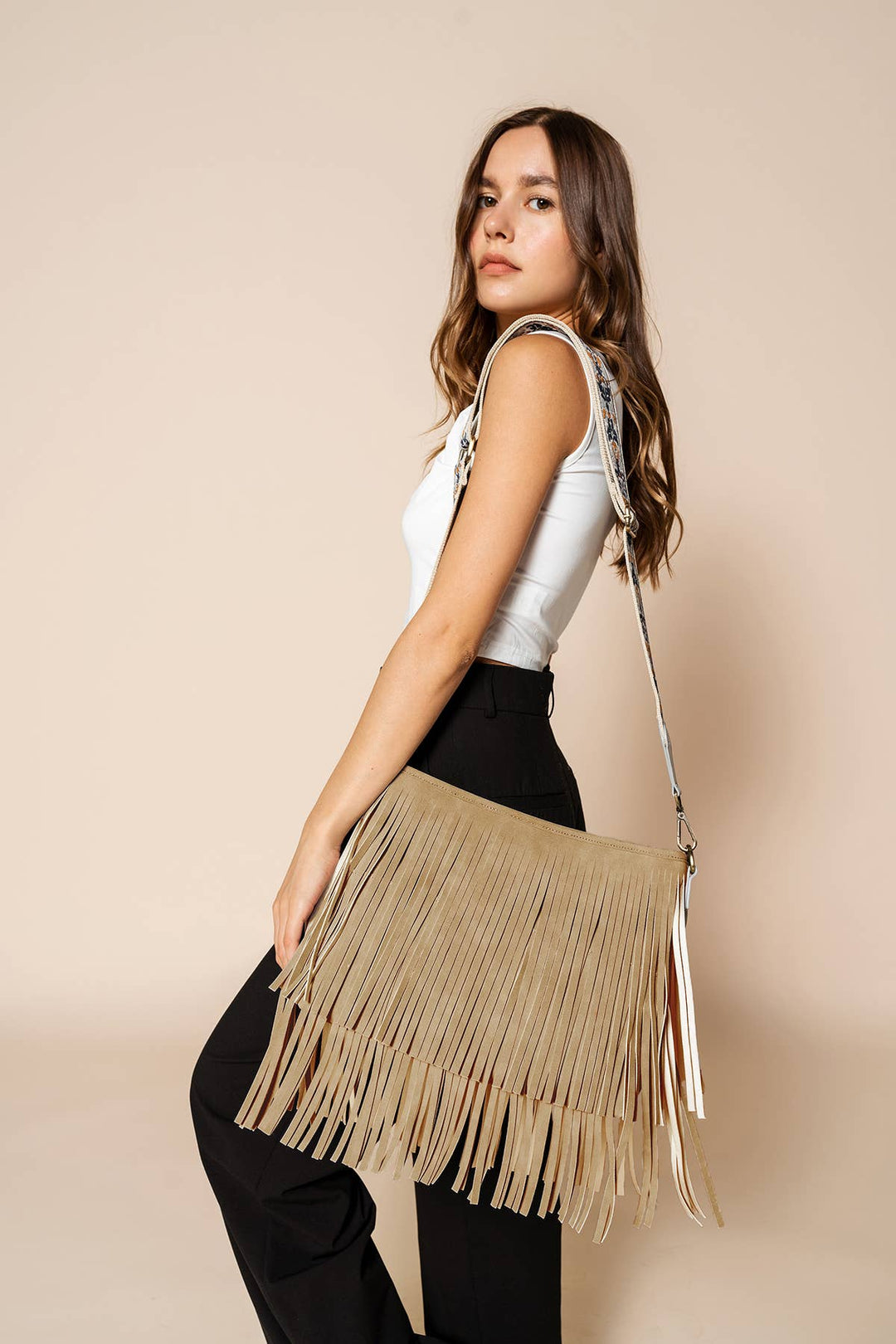 Suede Fringe Bag w/ Guitar Strap
