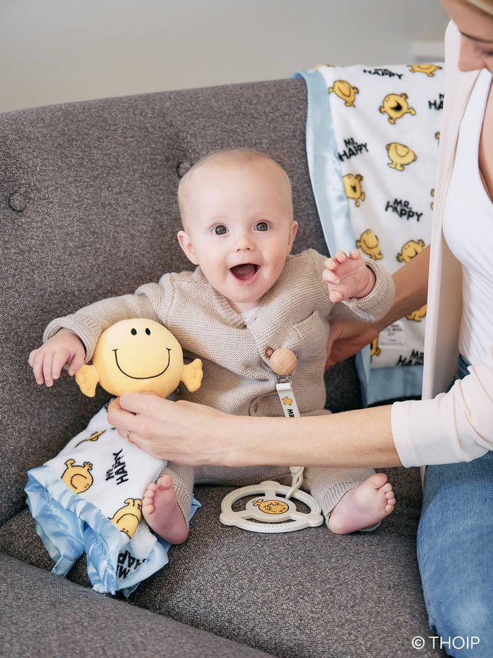 Silicone Teether Ring w Detachable Clip Mr. Happy