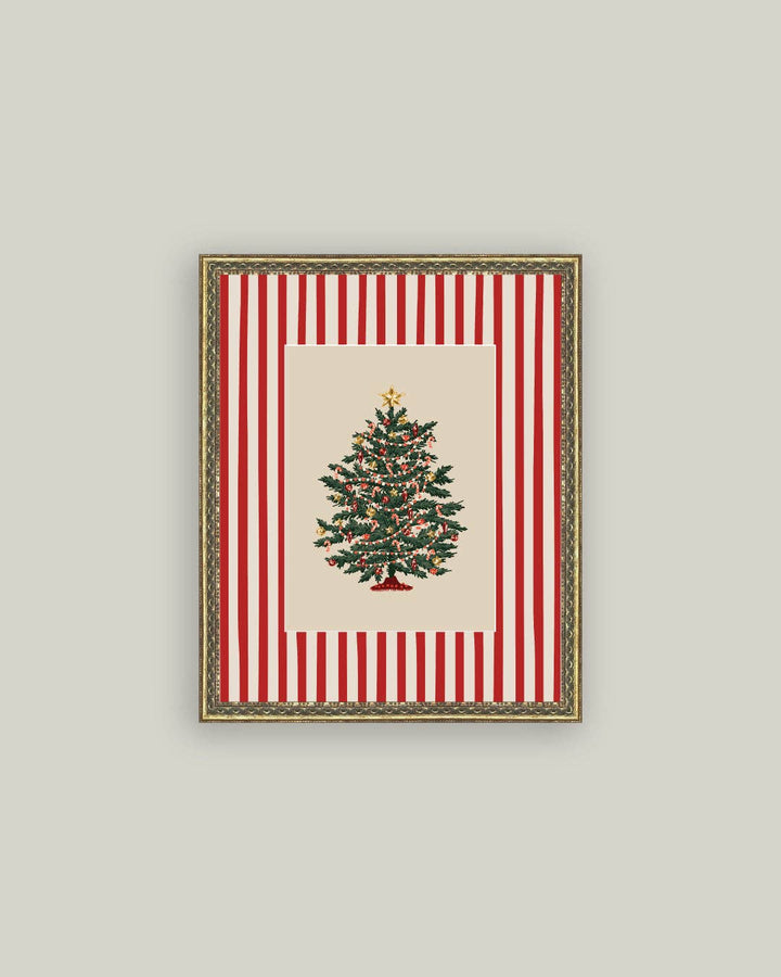 Peppermint Stripe Tree Framed Antique