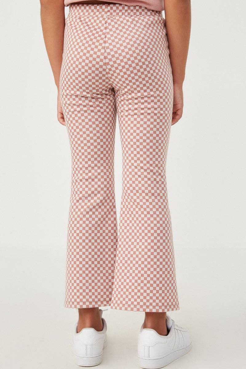 Girls Checkered Knit Straight Leg Pants