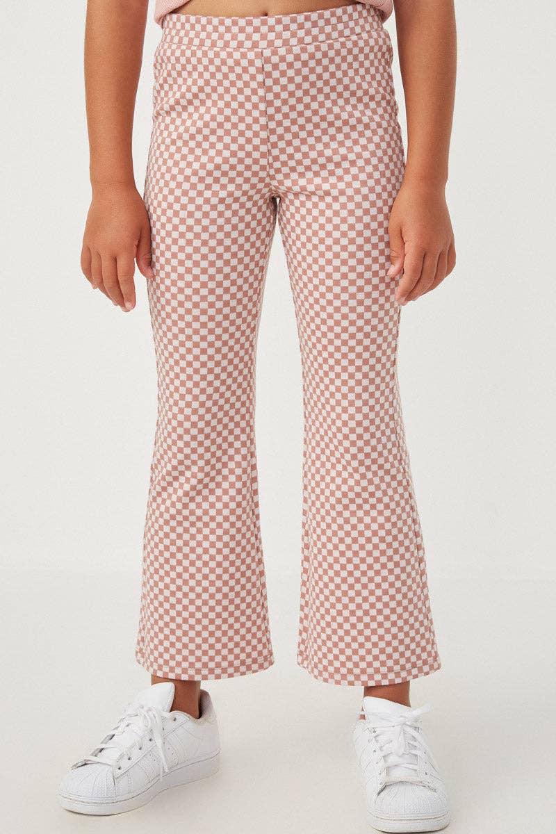 Girls Checkered Knit Straight Leg Pants