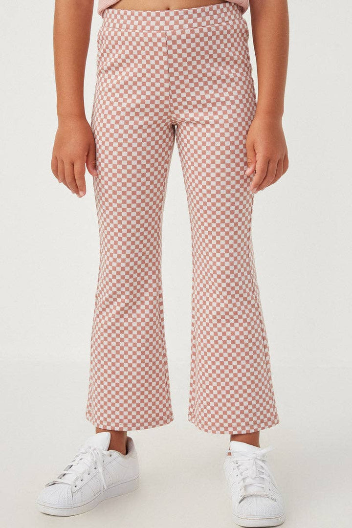 Girls Checkered Knit Straight Leg Pants