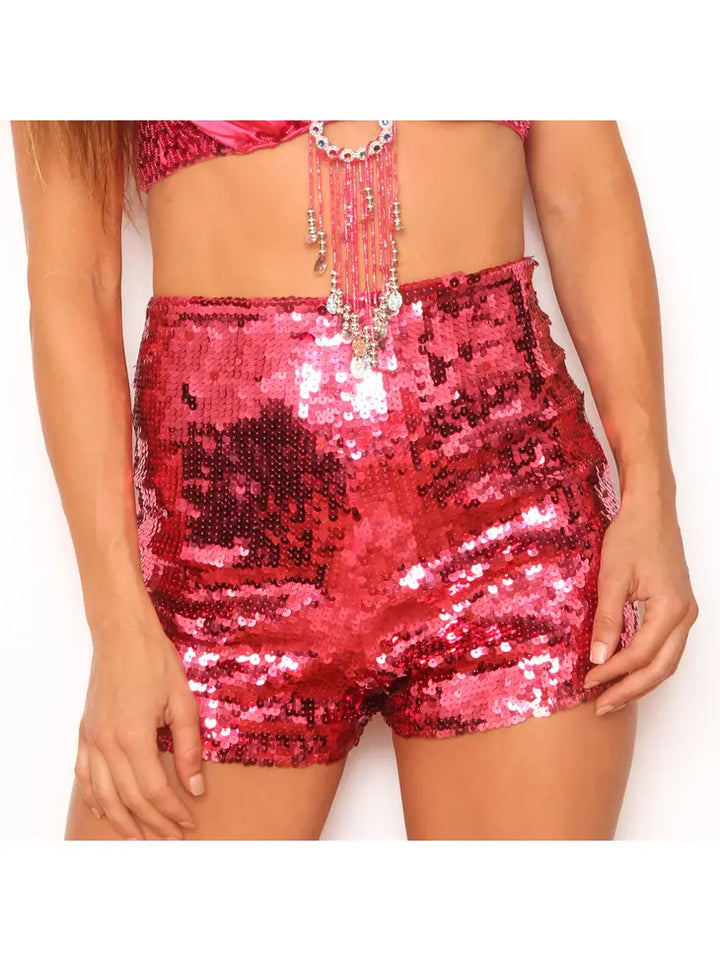 Sequin Shorts with Zipper