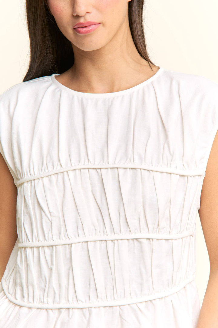 Cap Sleeve Ruched Peplum Top