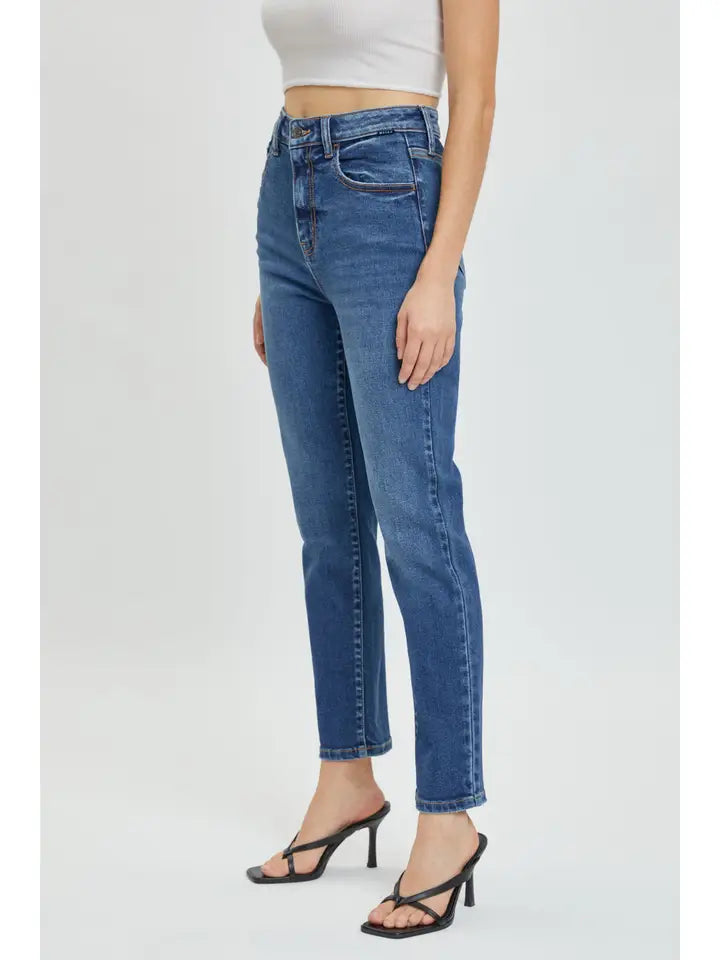 High Rise Straight Dark Wash Jean