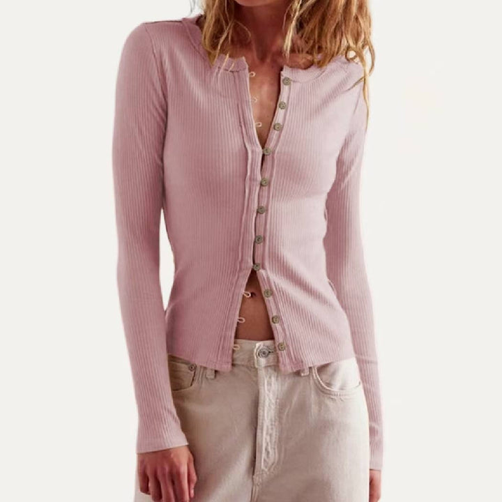 Ribbed Button Down Top
