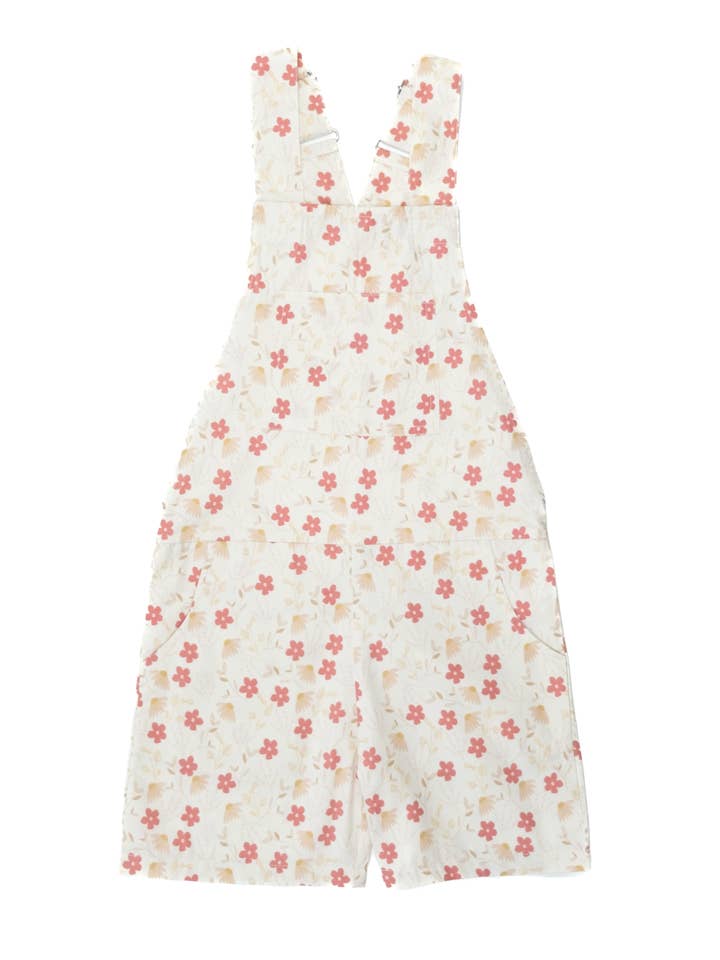 Adjustable Velcro Closure Overalls- Pink Floral