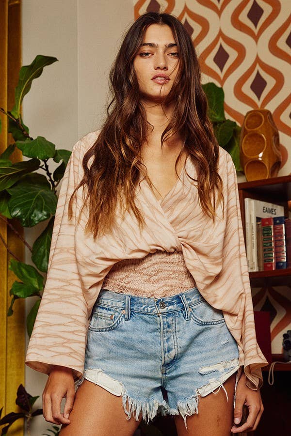 Smock Waistband Kimono Top