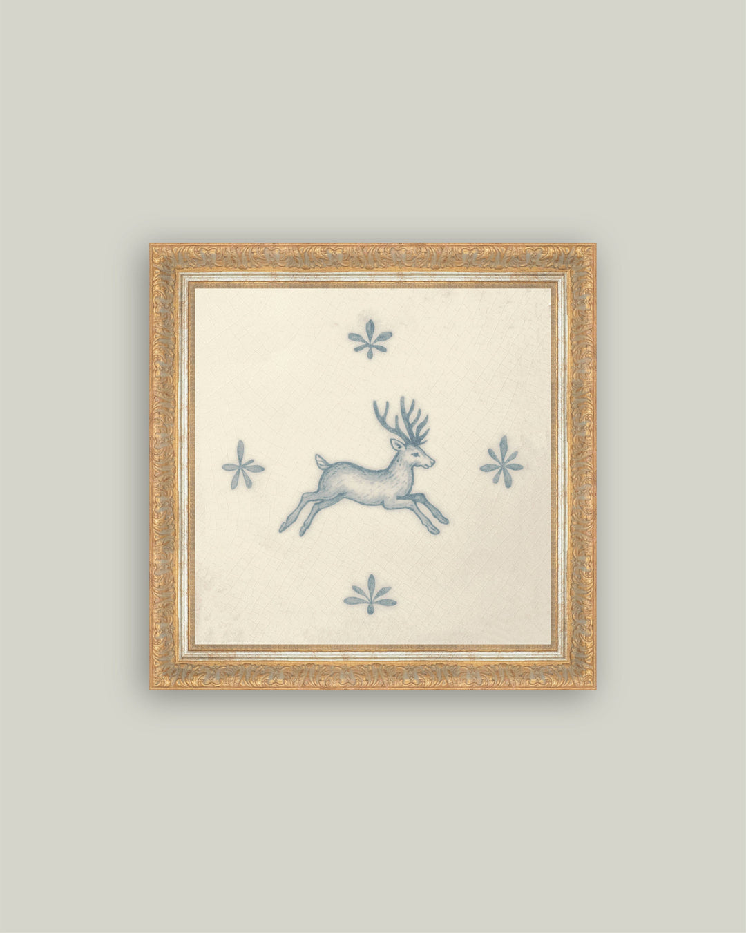 Leaping Stag Delft Tile
